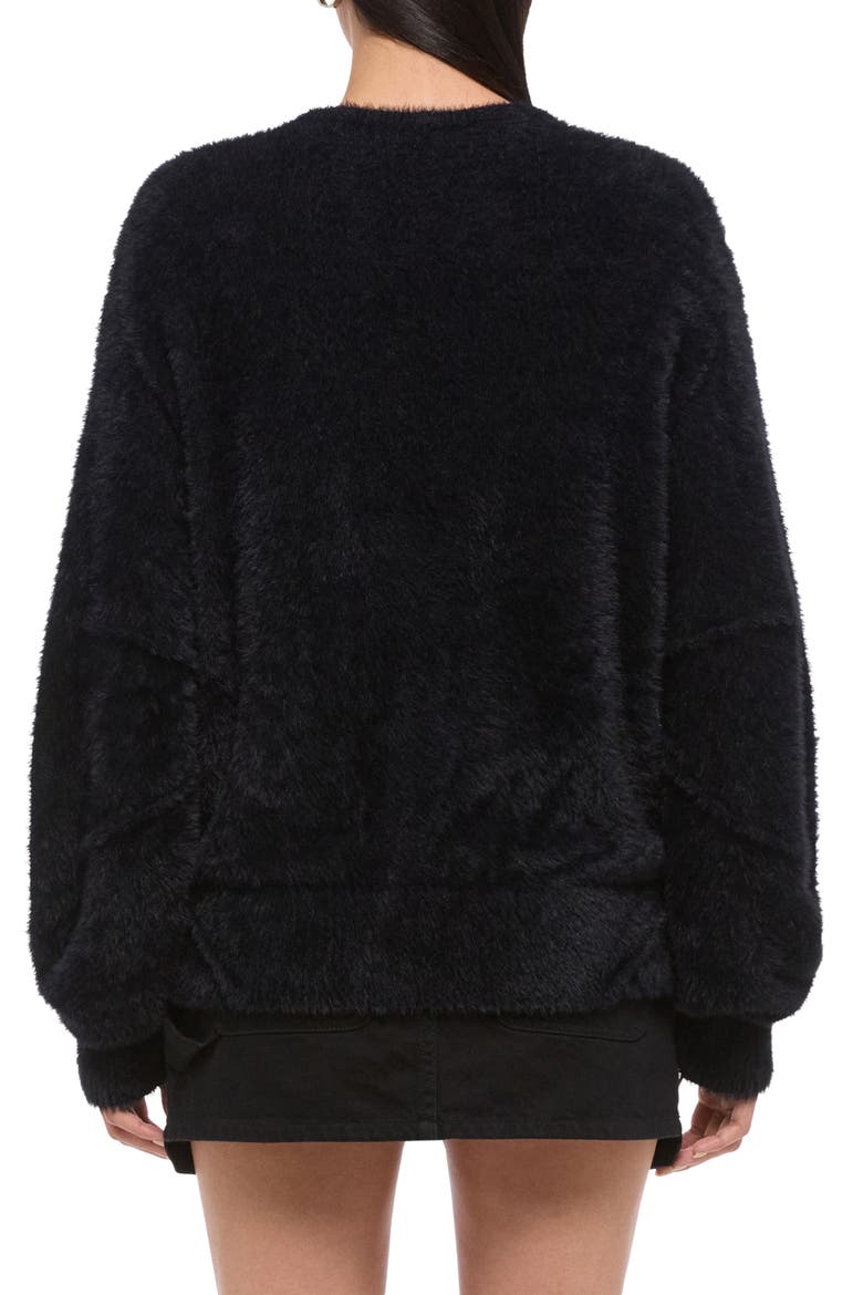 Apex Eyelash Faux Fur Sweater, Alternate, color, BLACK