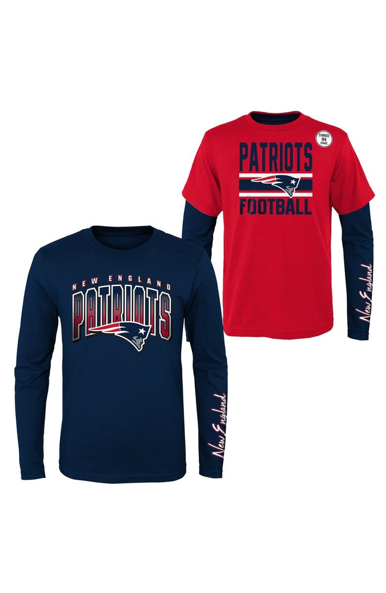 Outerstuff Preschool Navy/Red New England Patriots Fan Fave T-Shirt Combo Set, Main, color, Navy