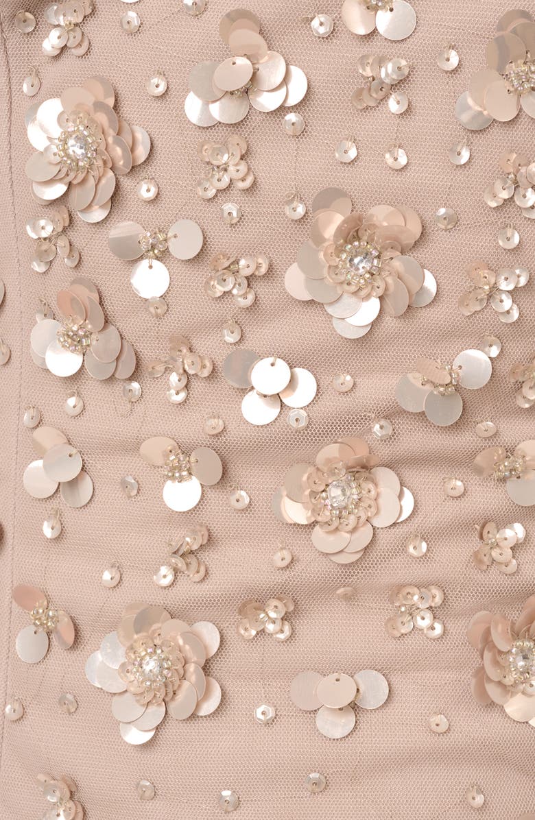 Adrianna Papell Off the Shoulder Beaded Column Gown, Alternate, color, Marble