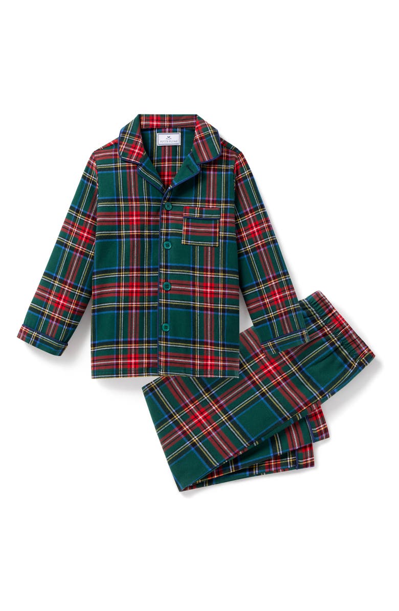 Petite Plume Kids' 2-Piece Kensington Tartan Pajamas, Main, color, Green