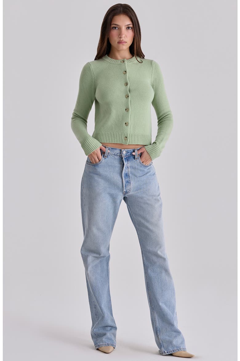 Signature Crewneck Cardigan, Alternate, color, MATCHA
