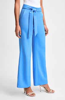 Isaac Mizrahi New York Cady Wide Leg Pants with Tie Waist