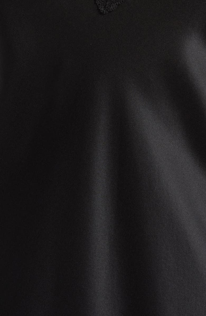 Etam Milky Lace Trim Silk Chemise, Alternate, color, Black