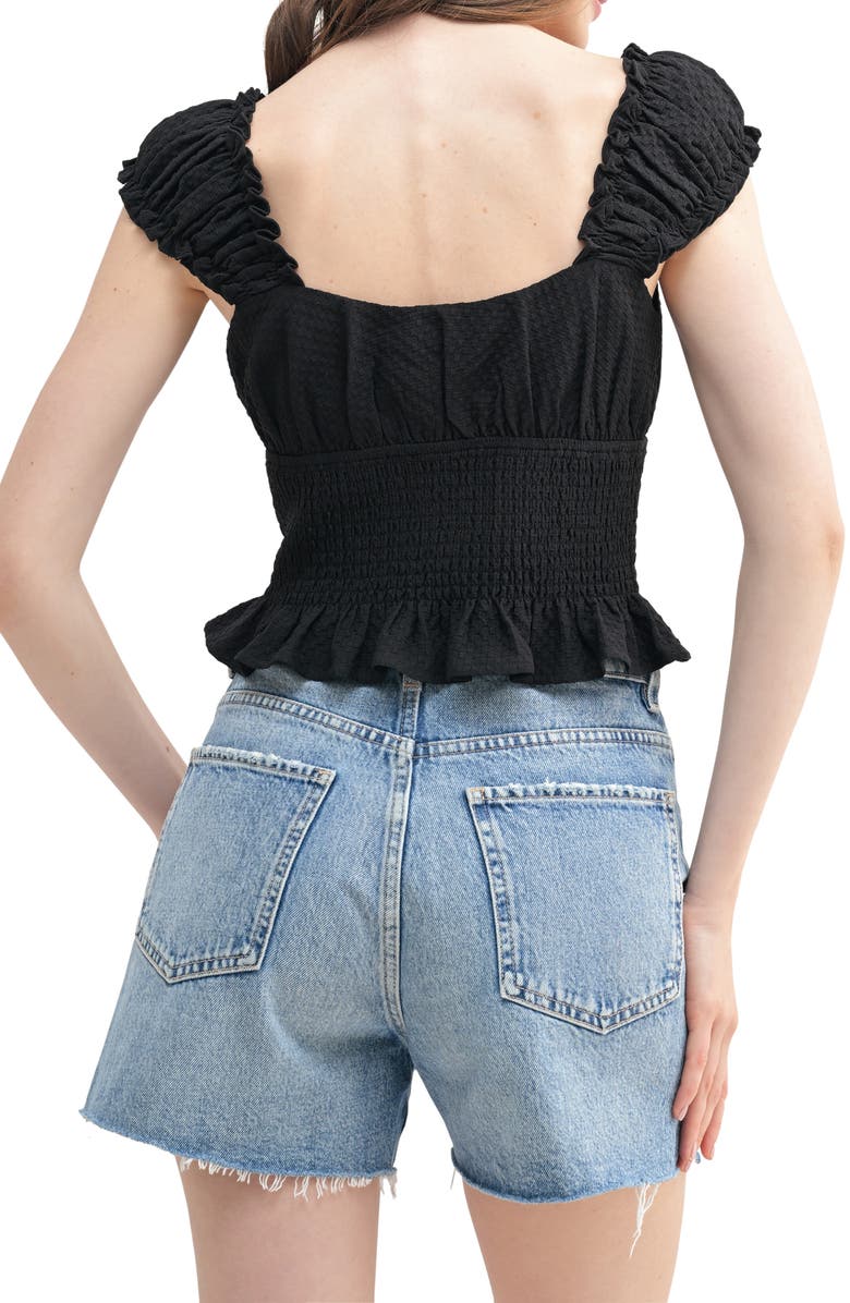 Lush Sweetheart Neck Textured Top, Alternate, color, Black