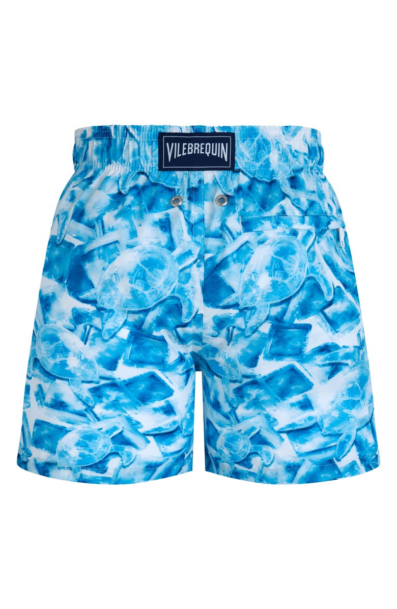 Vilebrequin Kids' Iced Turtles Light Fabric Swim Shorts, Alternate, color, Blanc