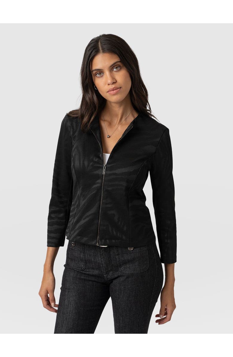 Saint + Sofia Florence Jacket, Main, color, Black Zebra