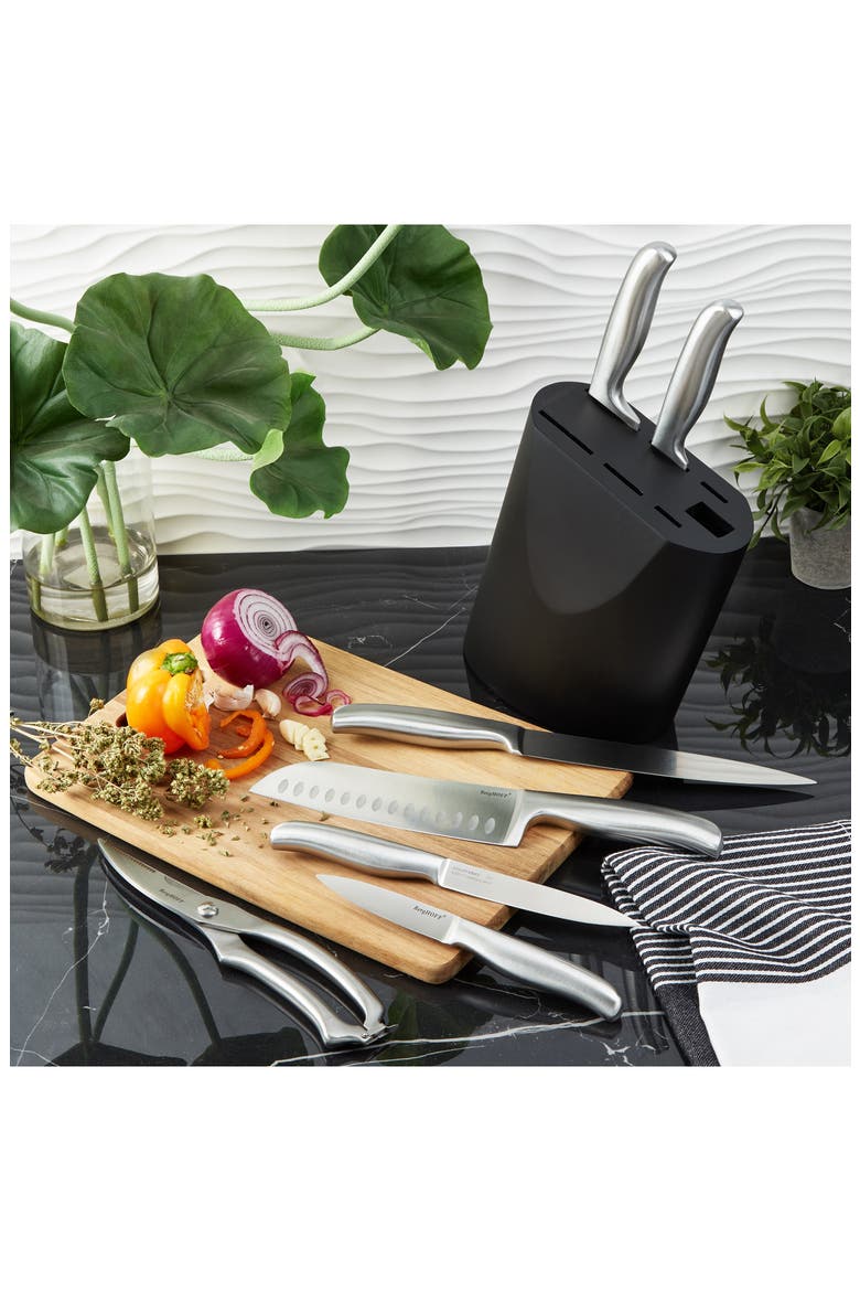 Dina Frame 8-Piece Knife Block, Alternate, color, BLACK/ SILVER