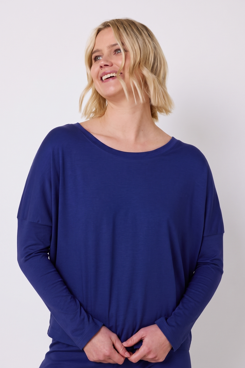 Classic Solid Pima Knit Pullover Pajama Set, Alternate, color, Marine Blue
