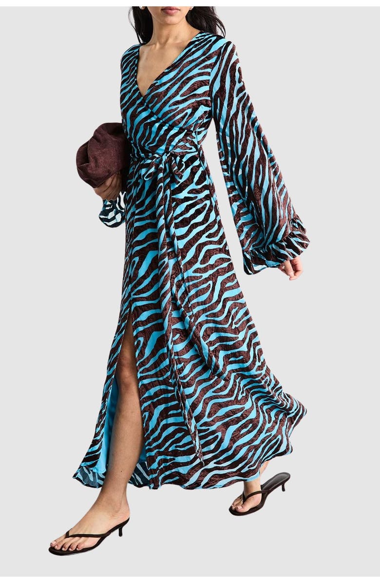 Warehouse Burnout Velvet Plunge Maxi Dress, Alternate, color, Blue