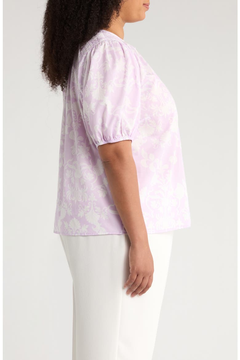 Emme Floral Print Smocked Top, Alternate, color, LAVENDER PURPLE/ WHITE