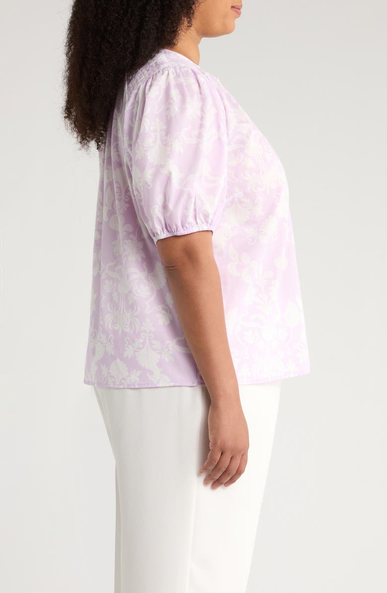 SUGARLIPS Emme Floral Print Smocked Top, Alternate, color, Lavender Purple/ White