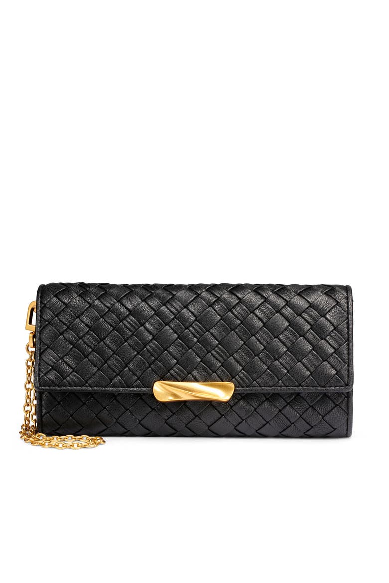 Amagansett Flap Wallet, Main, color, Black/Gold