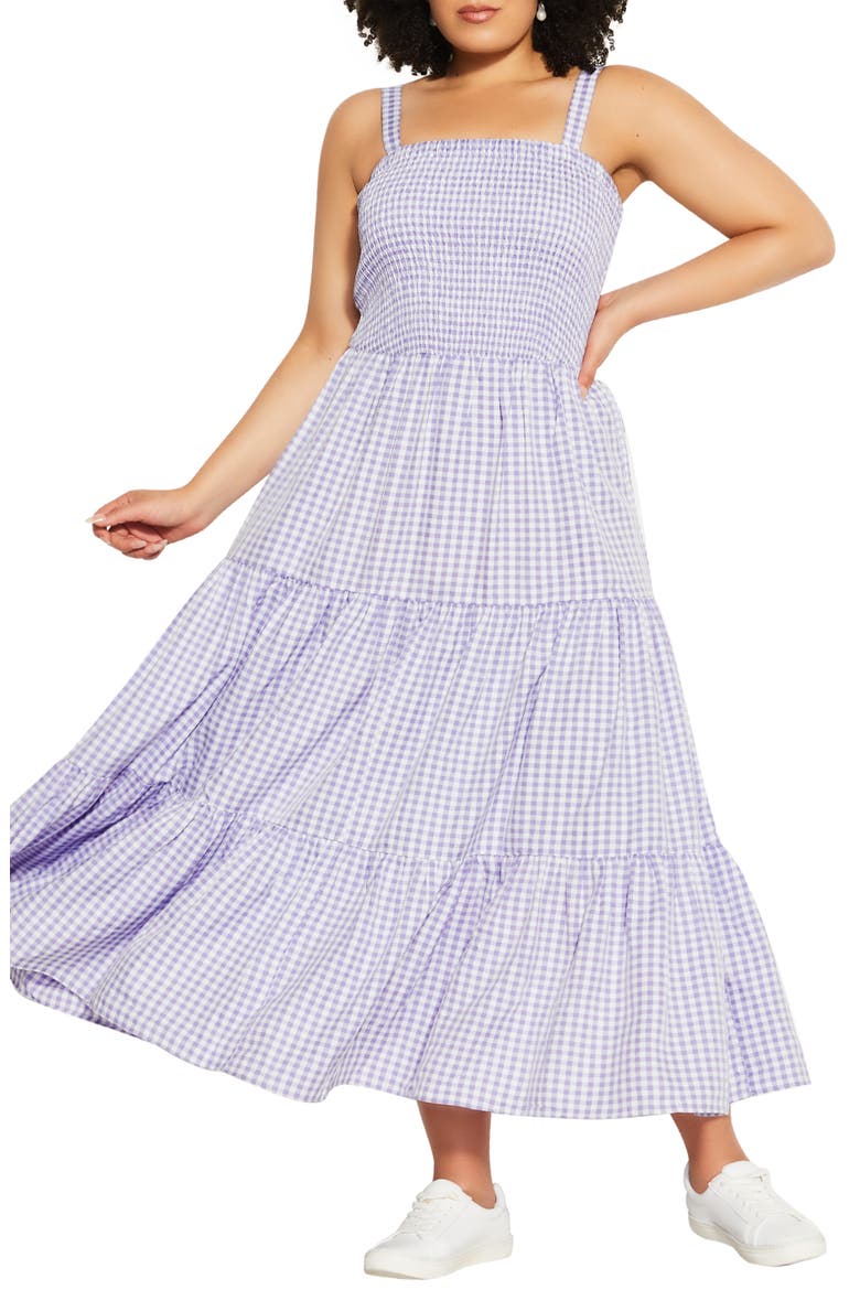 Gingham Sundress, Main, color, LILAC GINGHAM