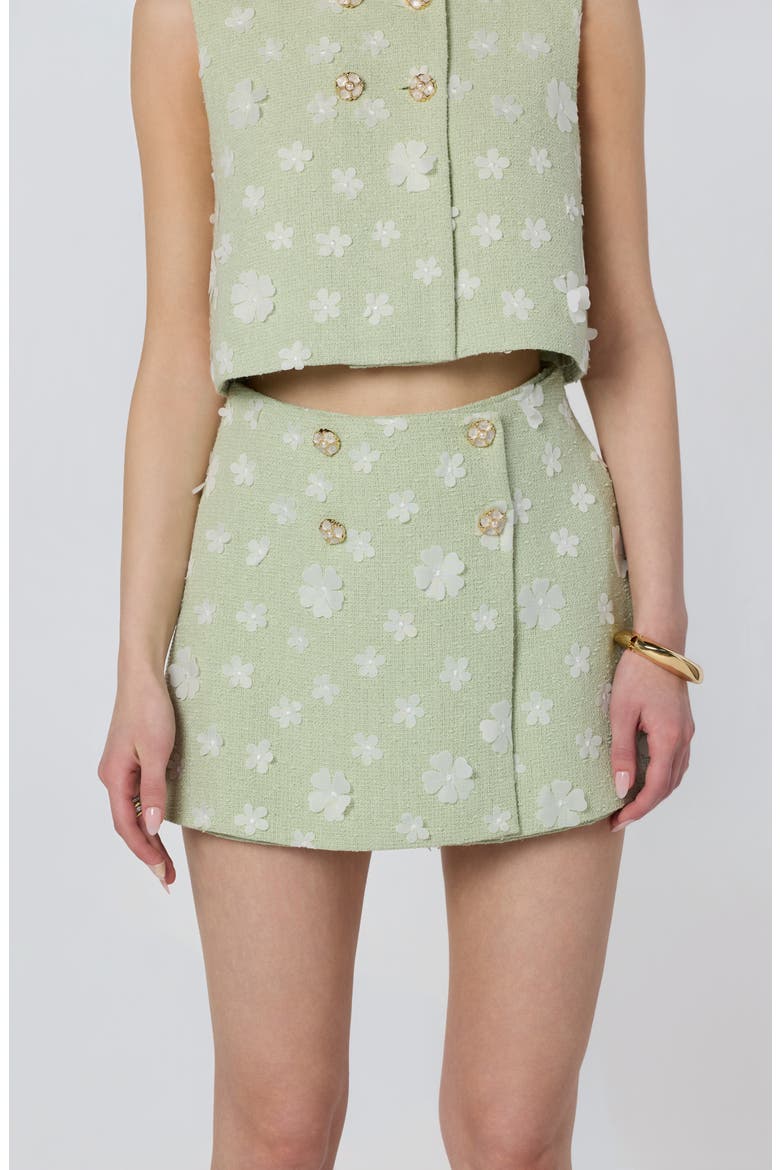 Janell Floral Appliqué Miniskort, Alternate, color, MINT