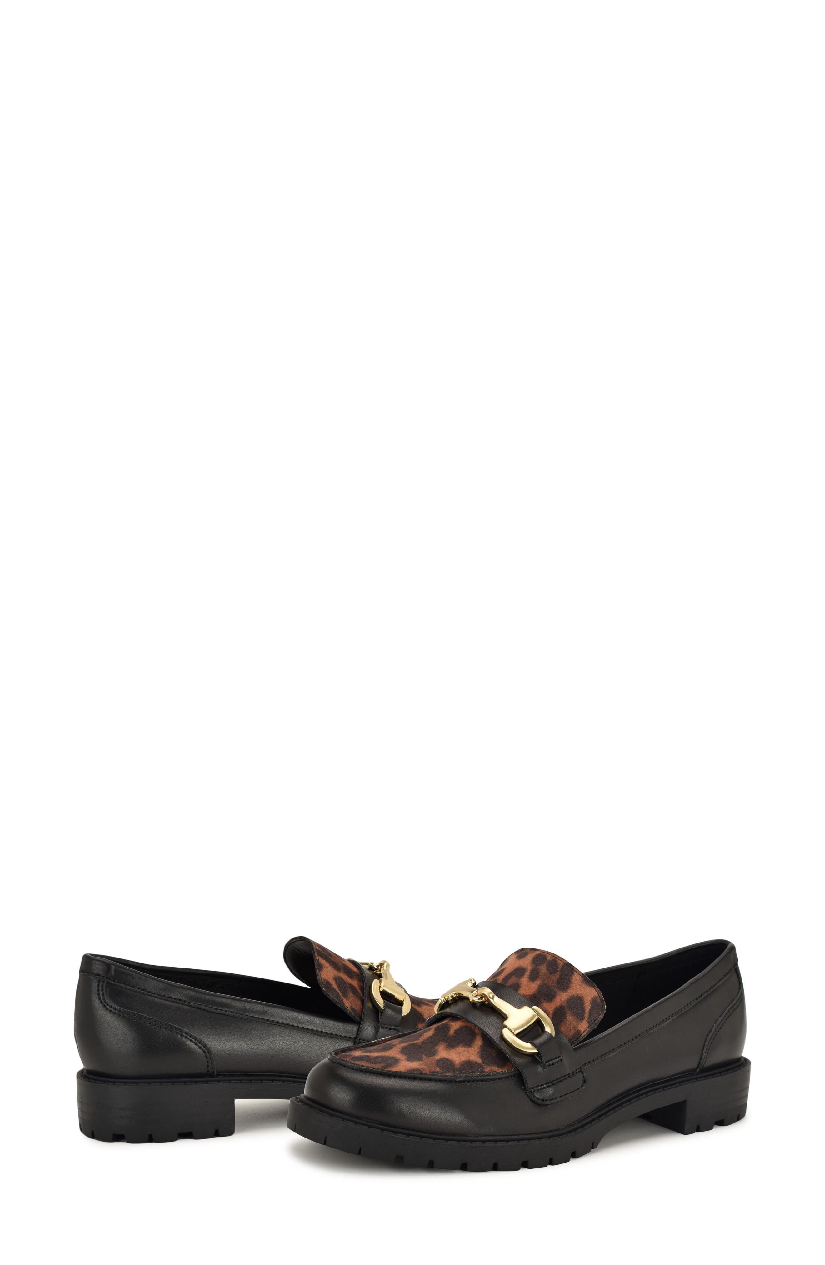 Nine West Newdale Bit Loafer, Alternate, color, Black/ Leopard Multi