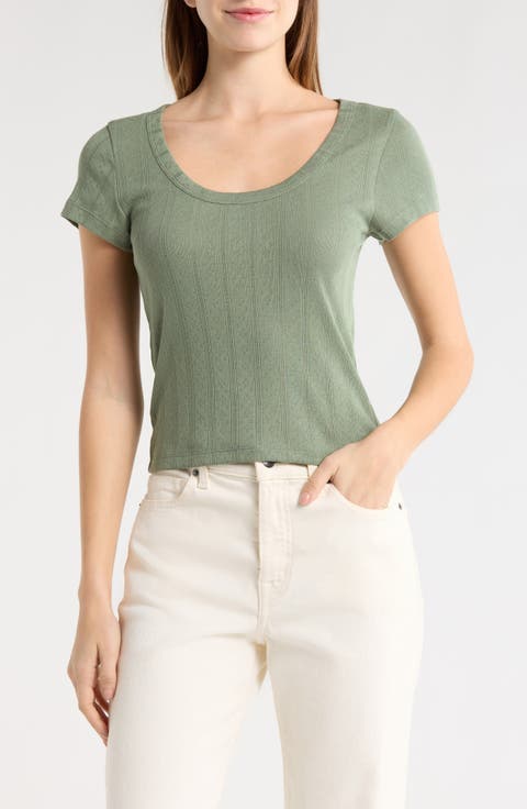 Lexi Pointelle Scoop Neck T-Shirt