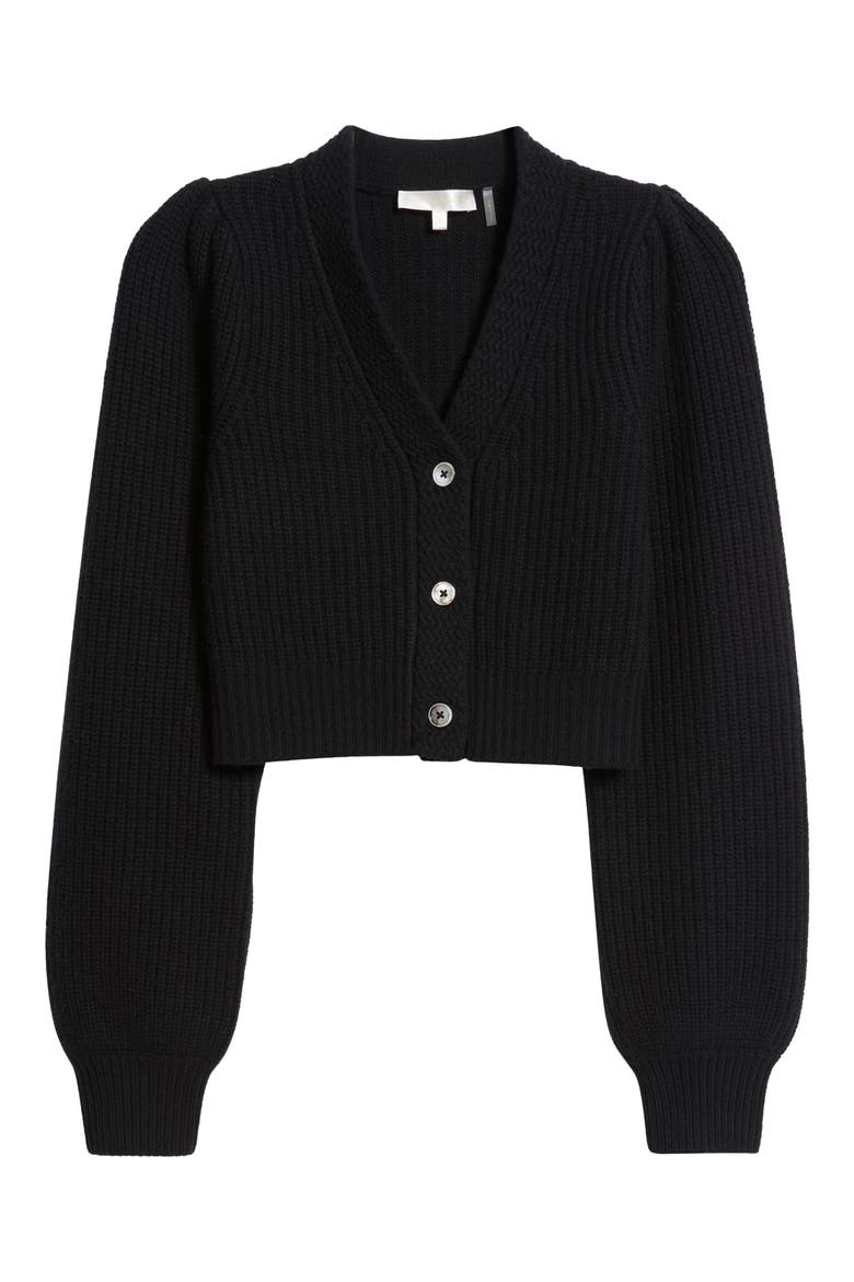 Avignon Wool & Cashmere Crop Cardigan, Alternate, color, BLACK