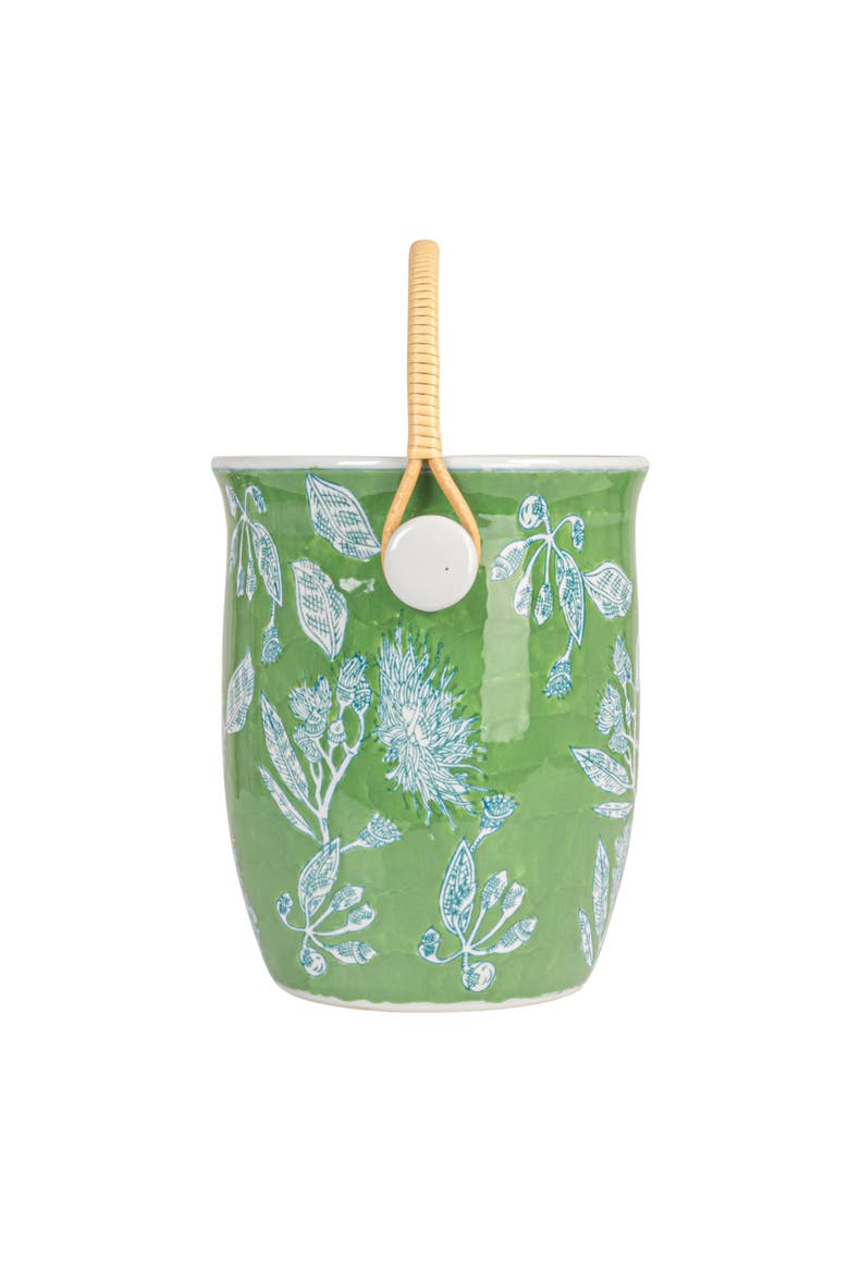 Ceramic Wine Cooler with wood Handles, Green, Alternate, color, Green