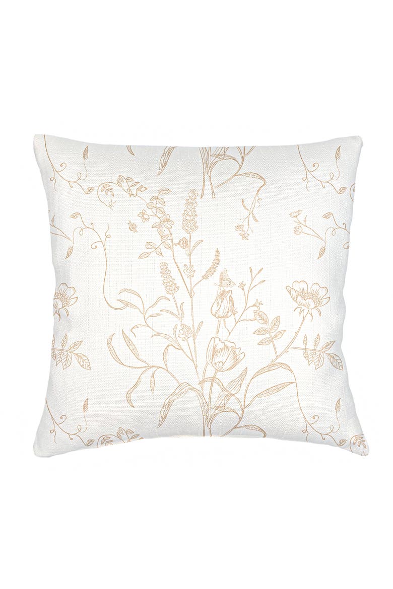 English Garden Linen Pillow with Down Alternative Insert, Main, color, Beige