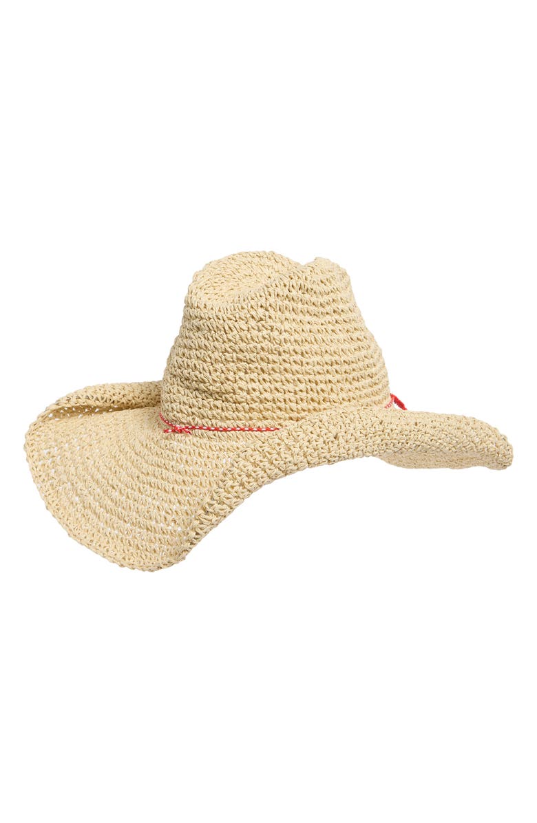 Steve Madden Charm Band Straw Cowboy Hat, Alternate, color, Natural
