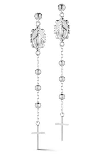 Chloe & Madison Chloe And Madison Rosary Chain Drop Earrings In Silver