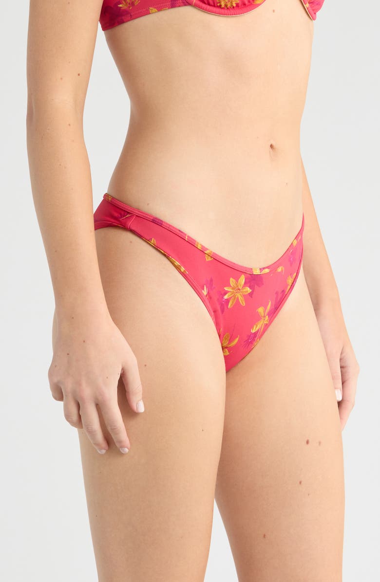 PacSun Bonnie Scoop Bikini Bottoms, Alternate, color, Raspberry Wine Blooms