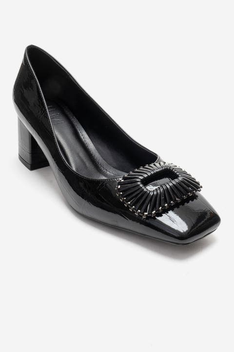 Velora Buckle Square Toe Block Heel Pump