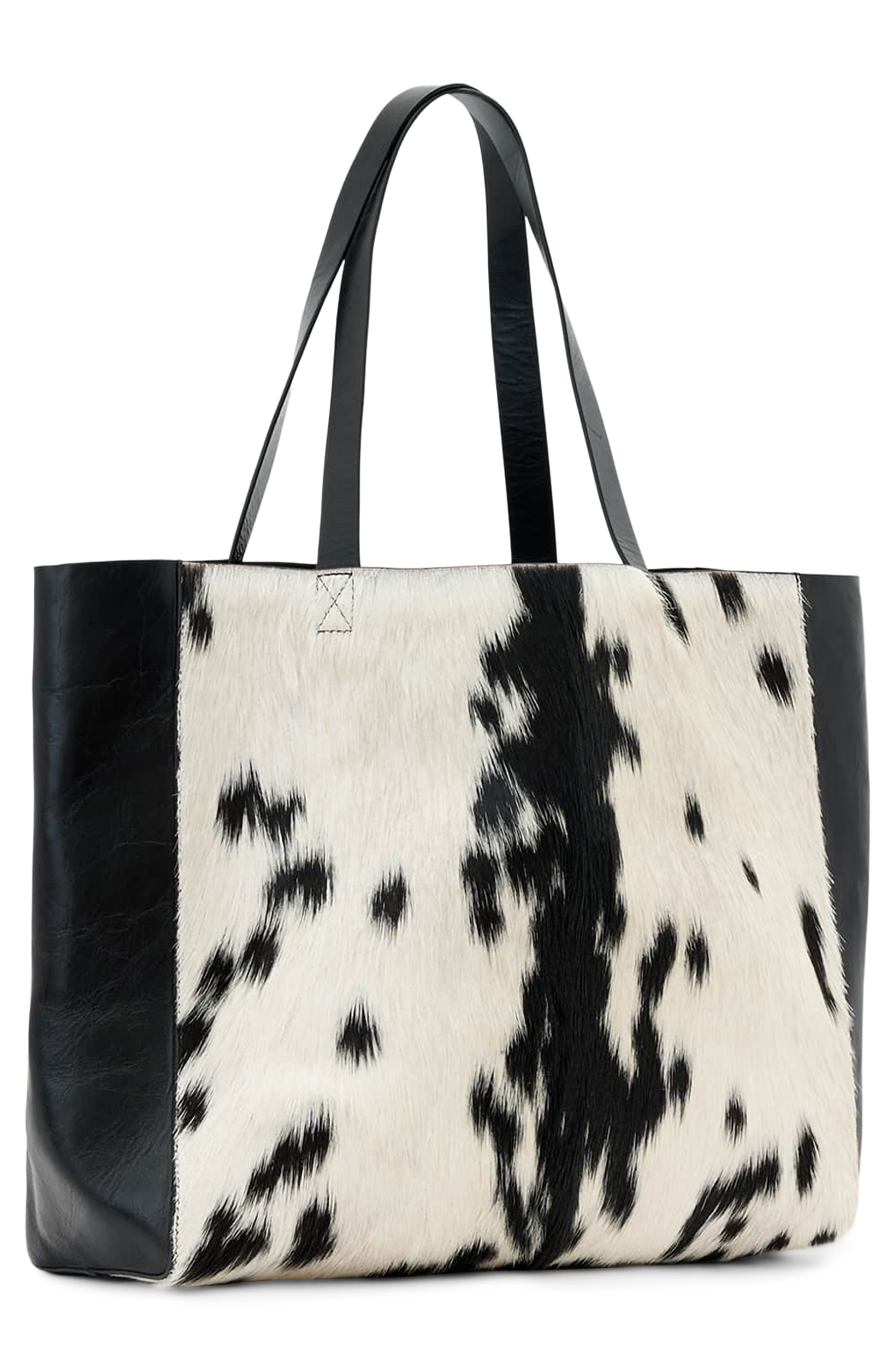 Luxe Genuine Calf Hair Tote, Alternate, color, WHITE/ BLACK