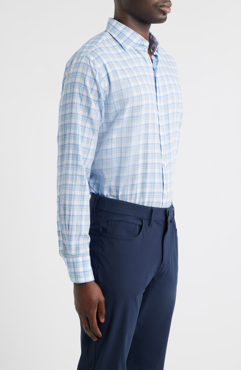 Peter Millar Waterrock Plaid Cotton & Lyocell Button-Up Shirt, Alternate, color, Stream Blue