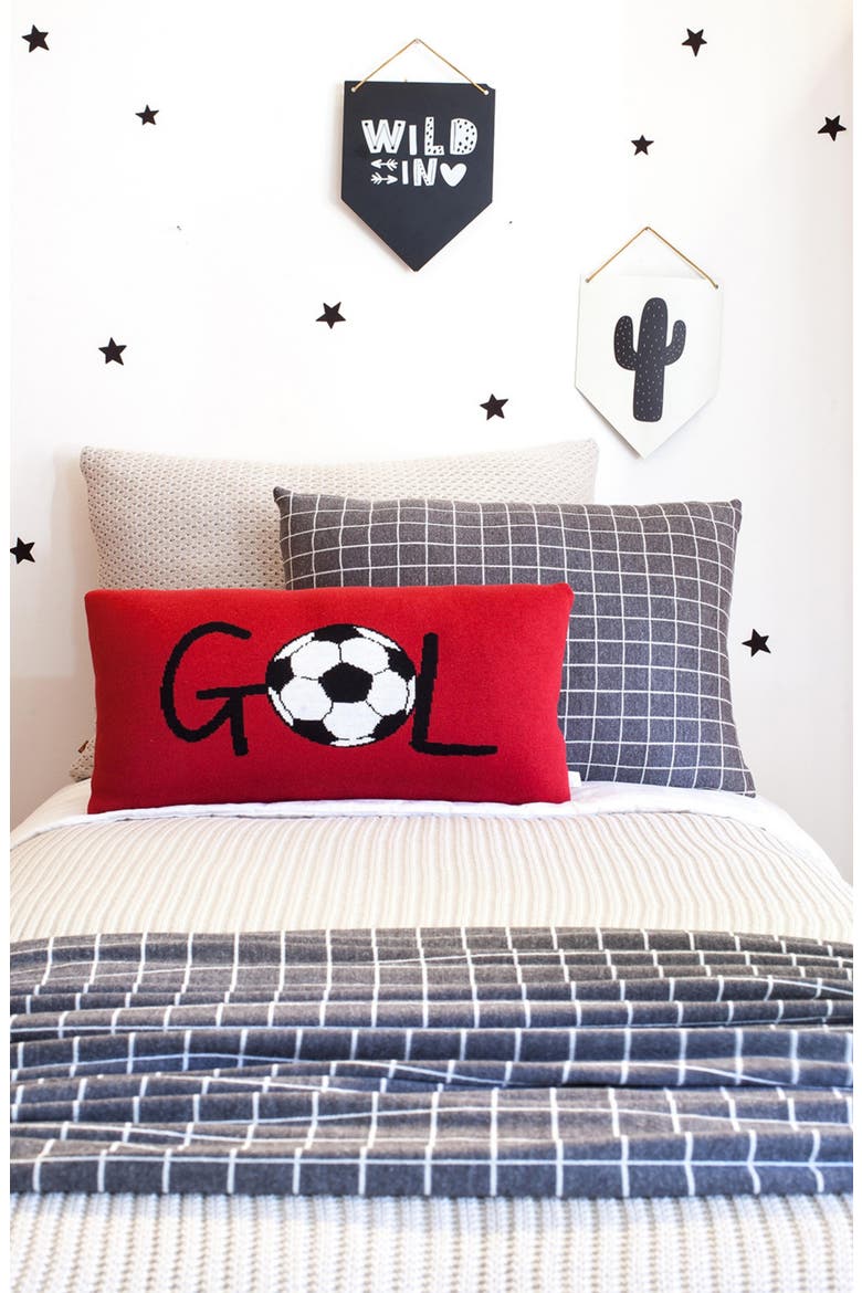 Gol Soccer Rectangular Throw Pillow, Alternate, color, DARK RED