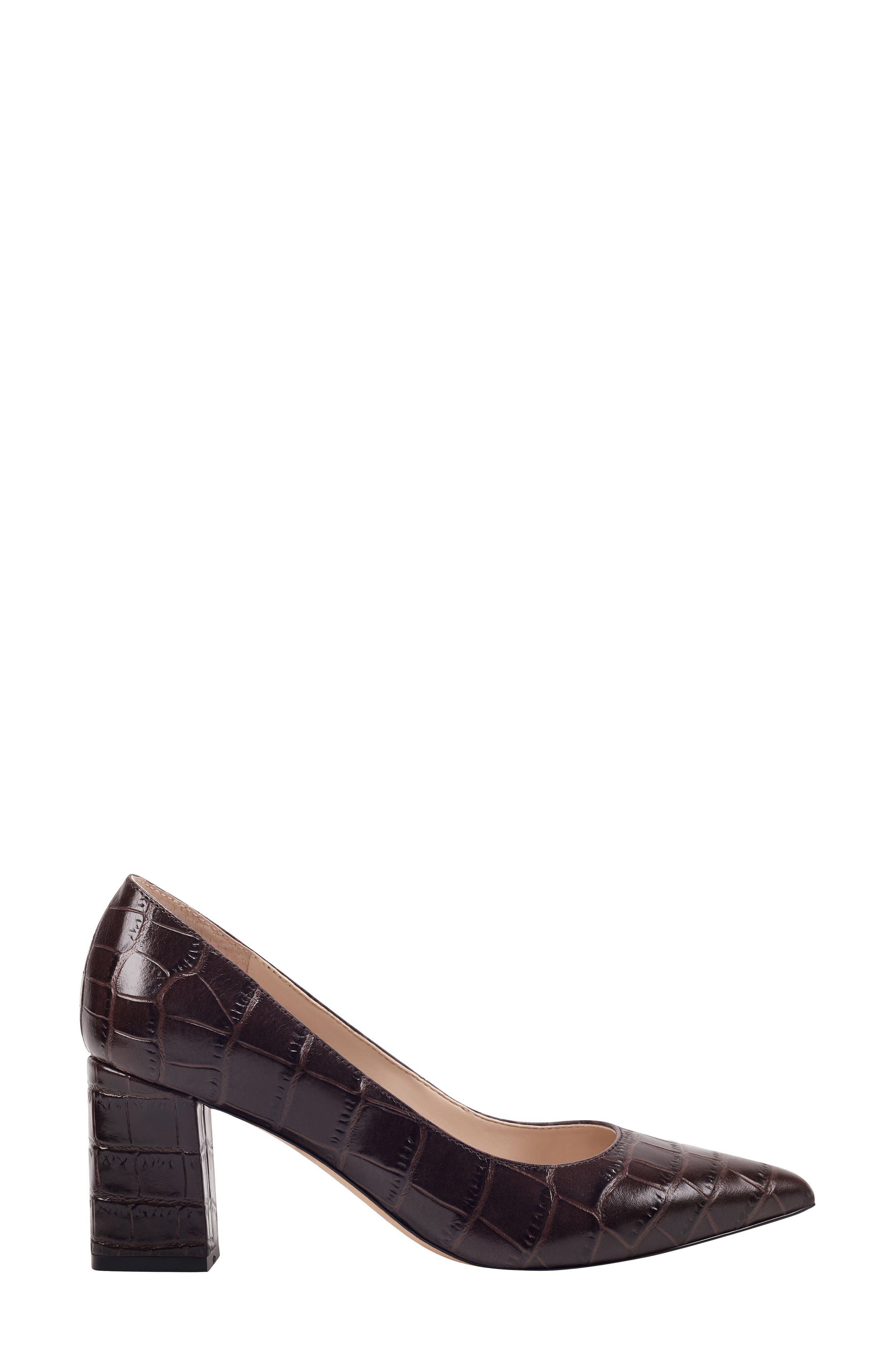 Zala Block Heel Pump, Alternate, color, BROWN CROCK EMBOSSED LEATHER