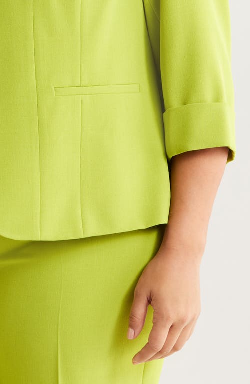 Kasper Womens Collarless Jacket Stretch Crepe Sheath Dress In Kiwi