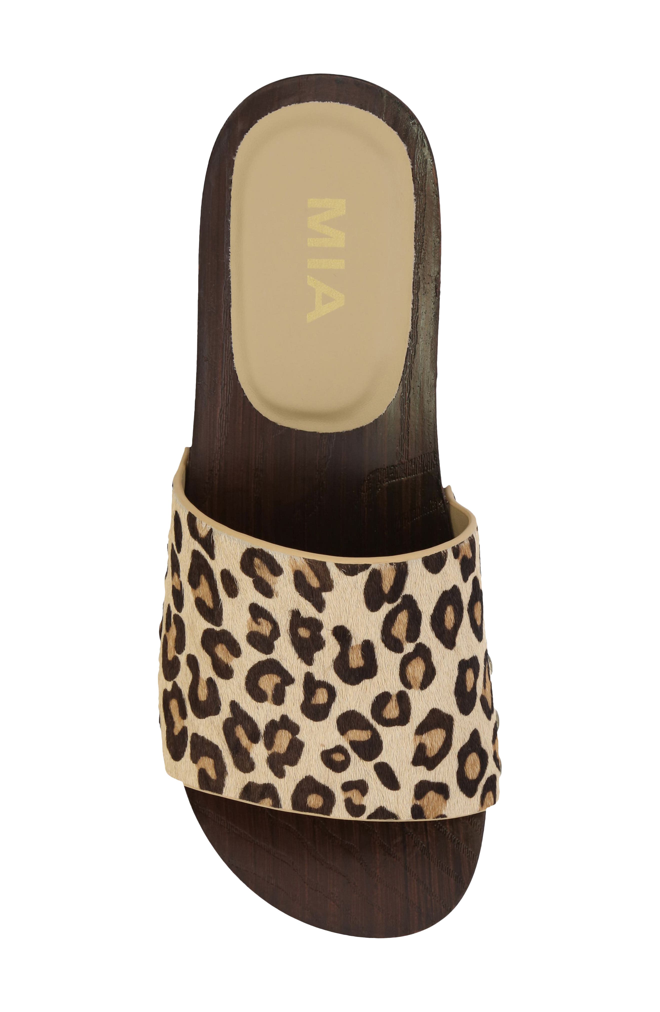 MIA Lanell Genuine Calf Hair Slide Sandal, Alternate, color, Leopard Print