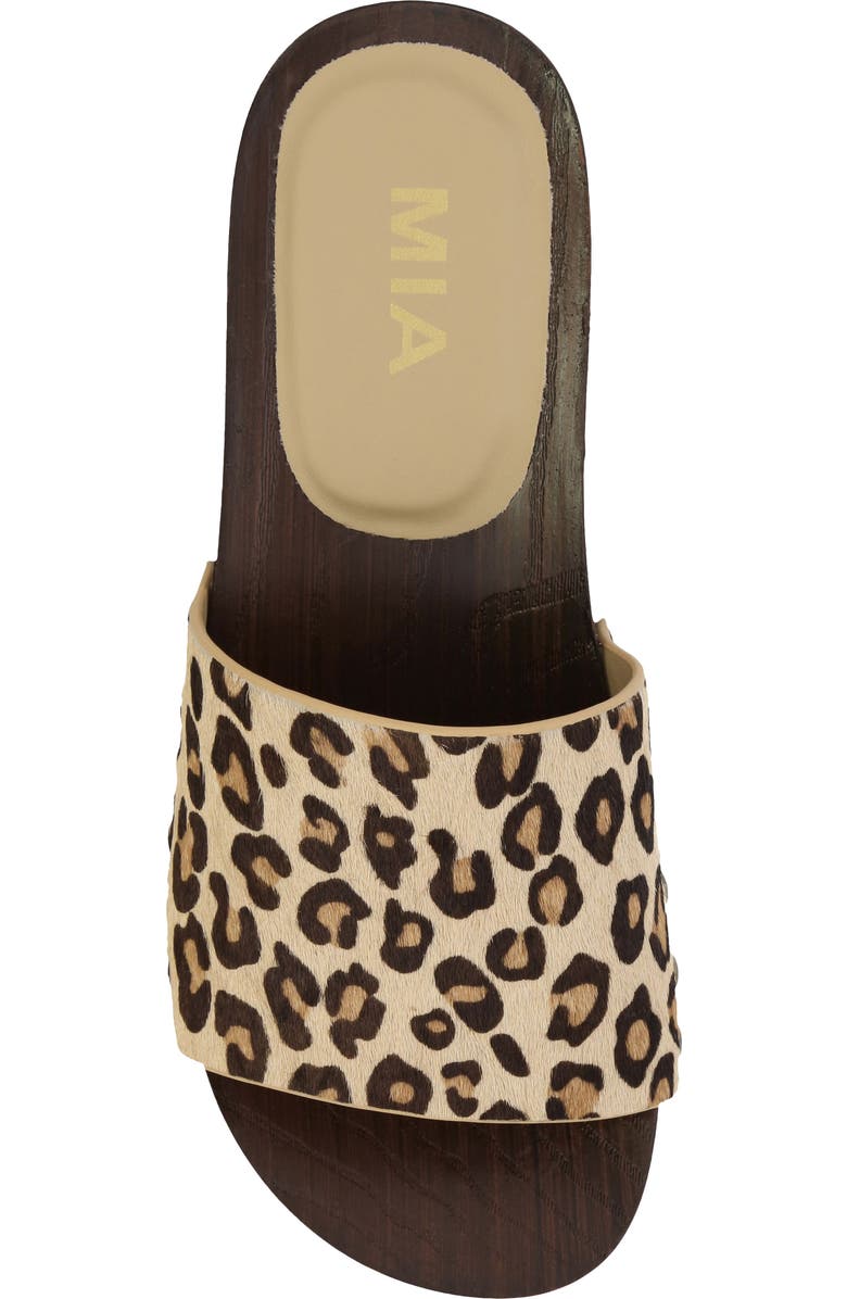 MIA Lanell Genuine Calf Hair Slide Sandal, Alternate, color, Leopard Print