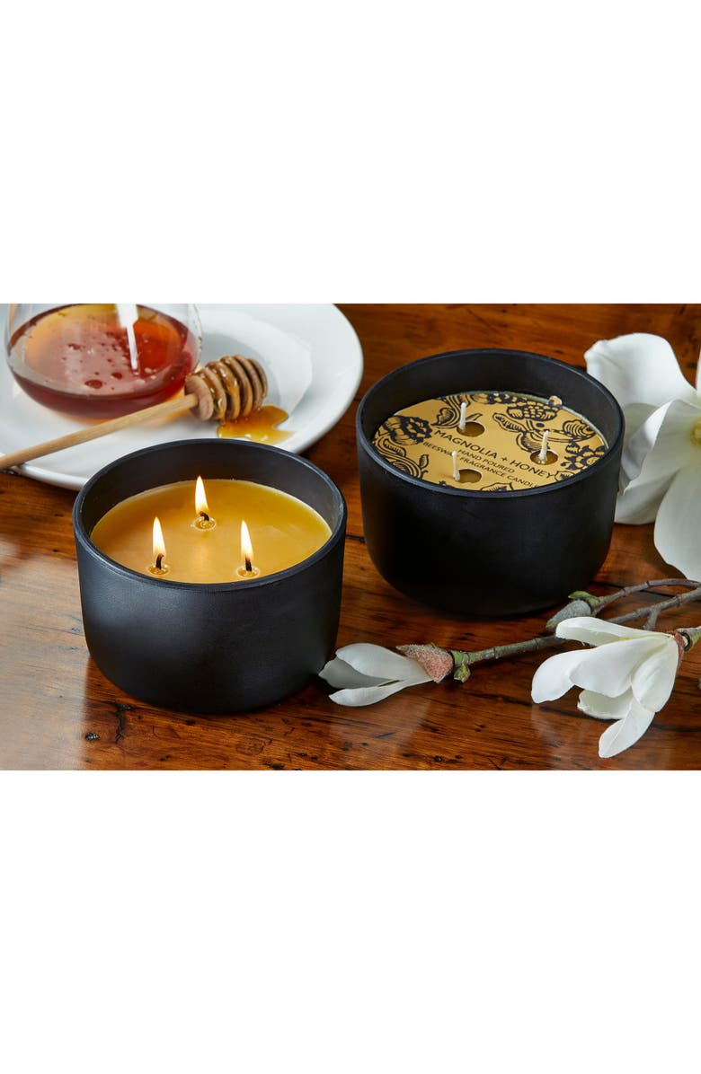 tag Magnolia Honey Beeswax Scented Candle Black Glass Container, Alternate, color, Black