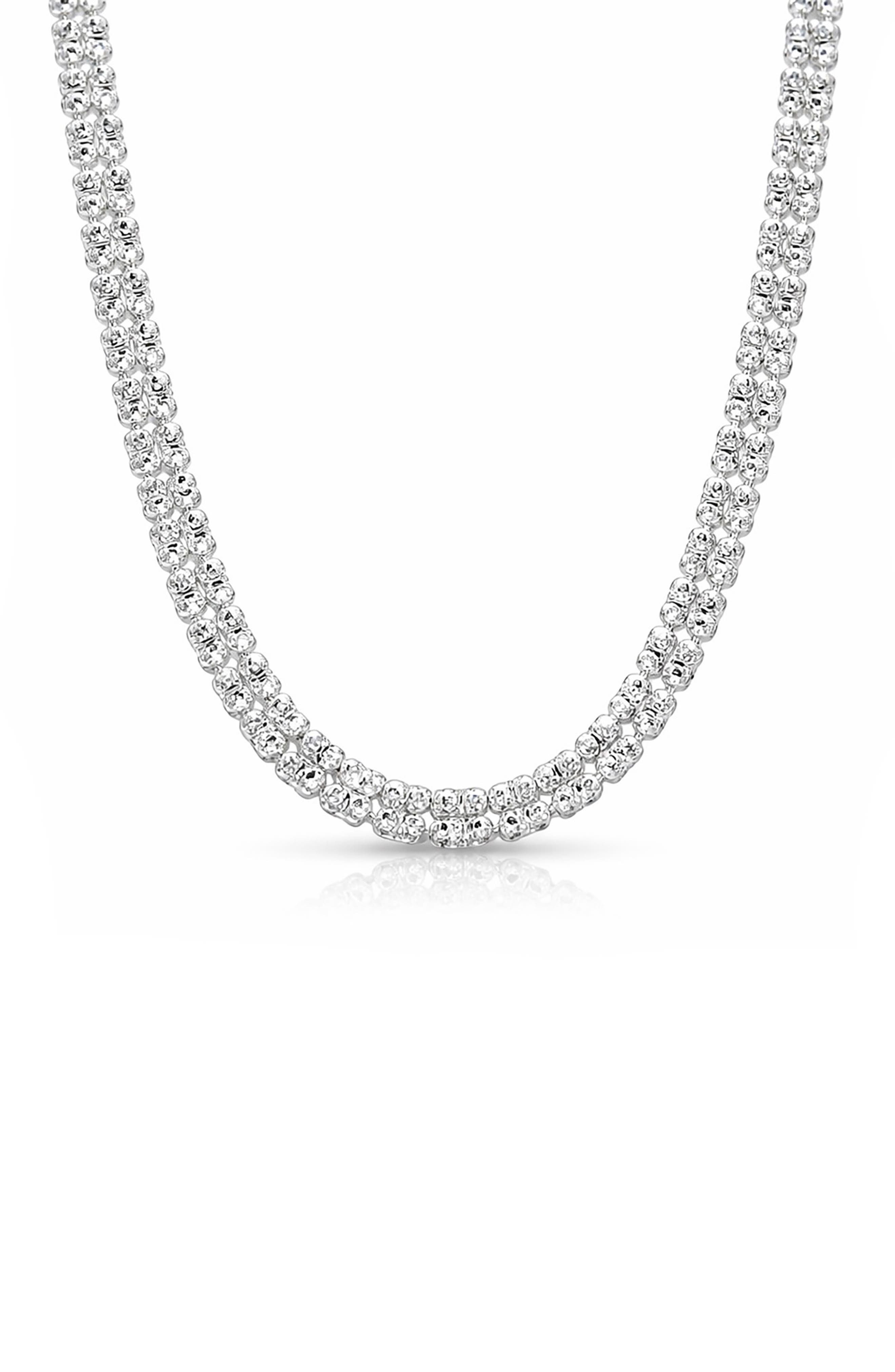 BEST SILVER Two Row Ice Chain Necklace
