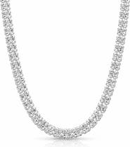 BEST SILVER Two Row Ice Chain Necklace