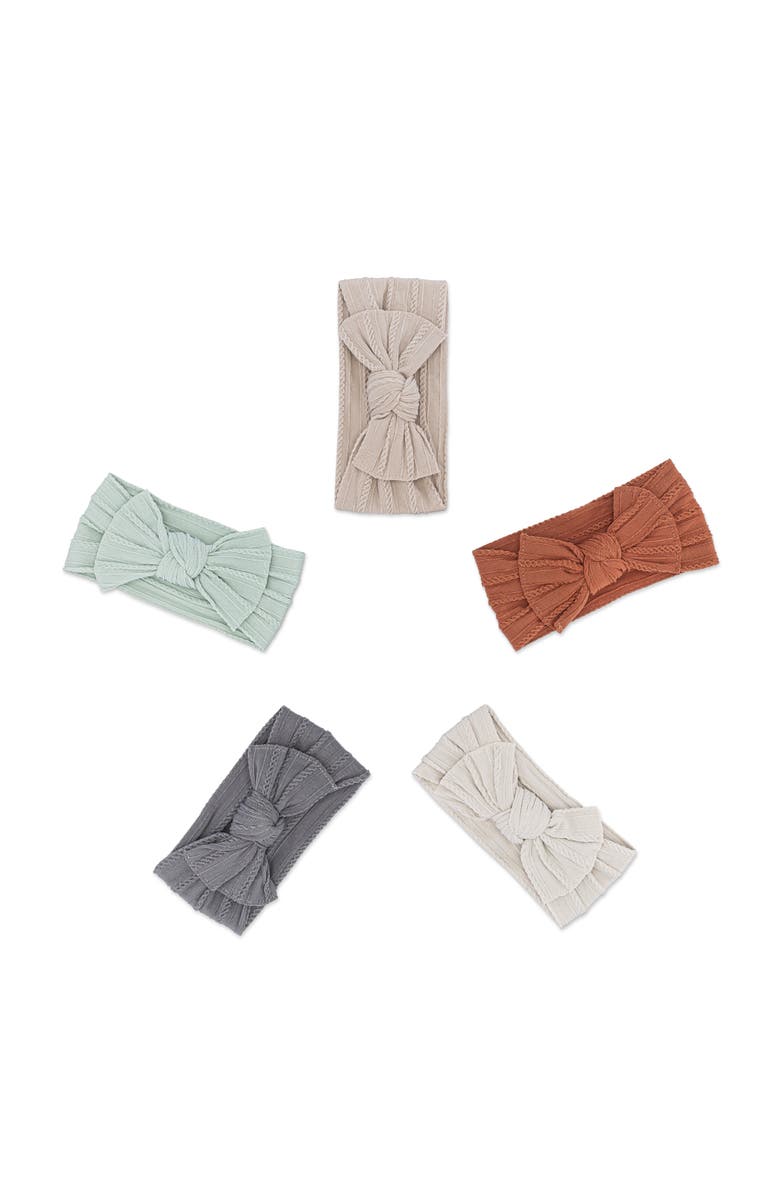 Parker Baby Co. Cable Knit Knotted Headbands, Main, color, Pebble Set