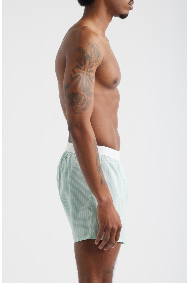 Cotton Poplin Boxer Shorts, Alternate, color, LIGHT GREEN/ WHITE