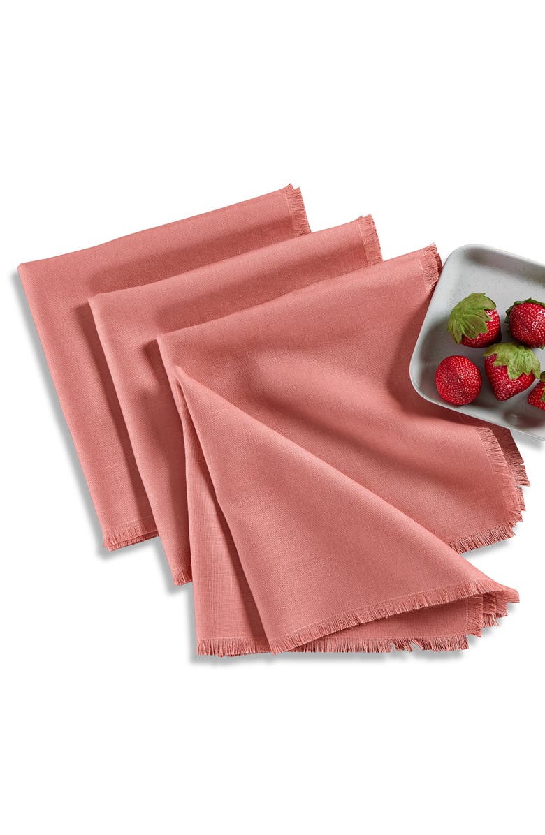 Solino Home Linen Dinner Napkins - Fringe, 20" x 20", Main, color, Dusty Rose
