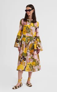 La DoubleJ Casanova Midi Dress Big Flower Rose Pink