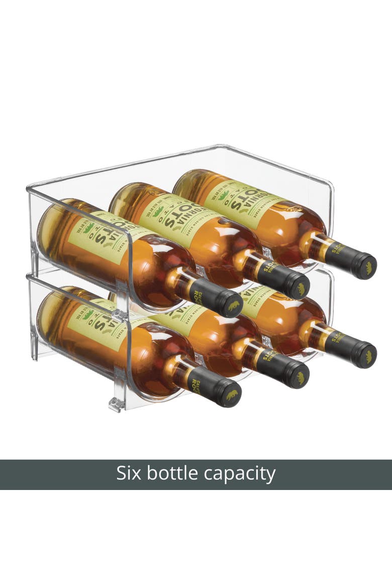Plastic Free-Standing Stacking 3 Bottle Wine Storage Rack, 2 Pack, Alternate, color, Clear