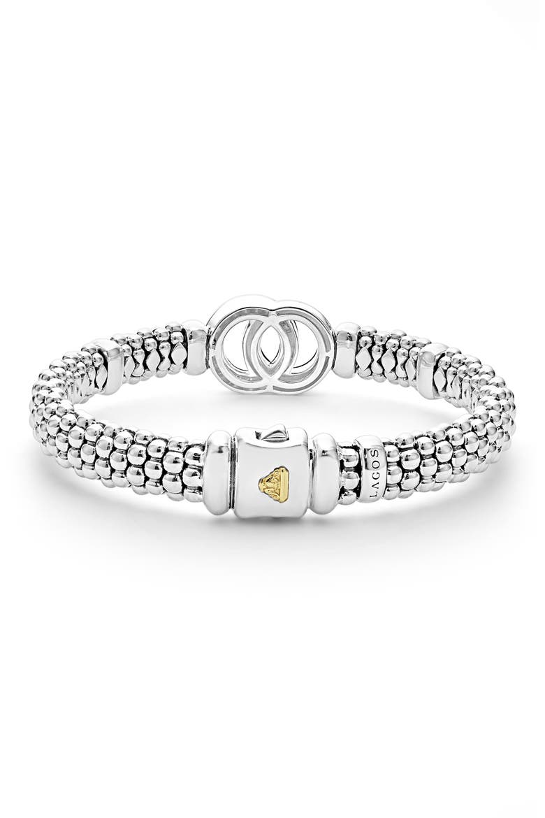 Signature Caviar Diamond Interlock Rope Bracelet, 9mm, Alternate, color, SILVER/ GOLD