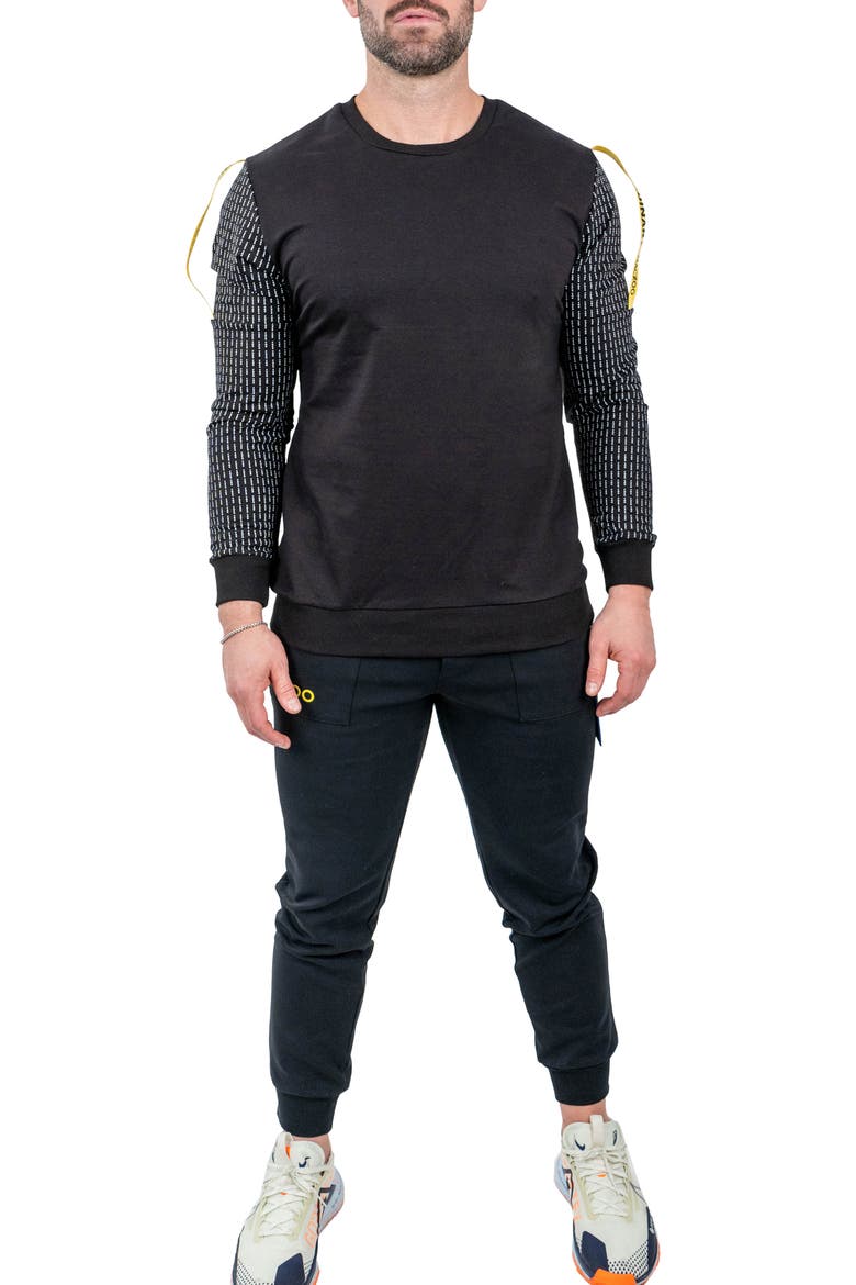 Off Crewneck Long Sleeve T-Shirt, Alternate, color, BLACK