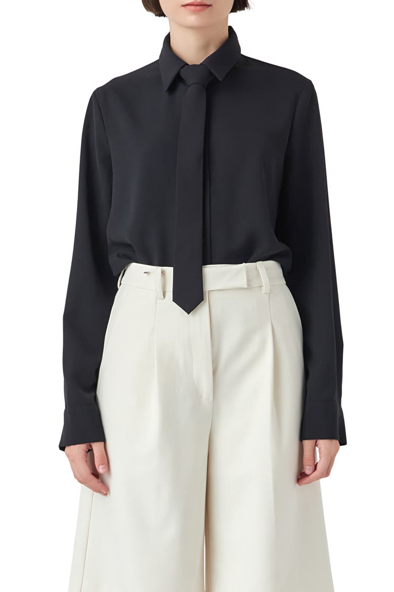 Neck Tie Shirt, Main, color, BLACK