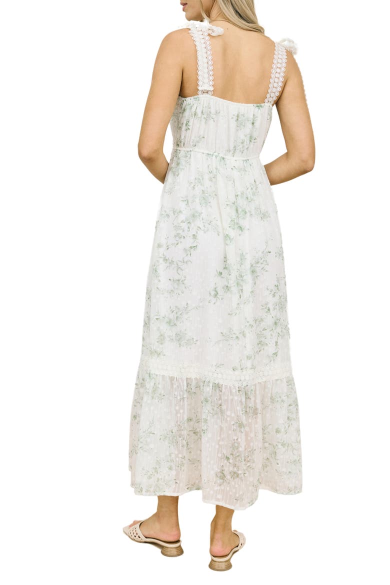 Floral Tie Strap Empire Waist Maxi Dress, Alternate, color, SAGE MULTI