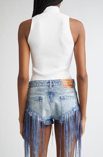 Onervax Logo Embellished Cutout Sleeveless Rib Top