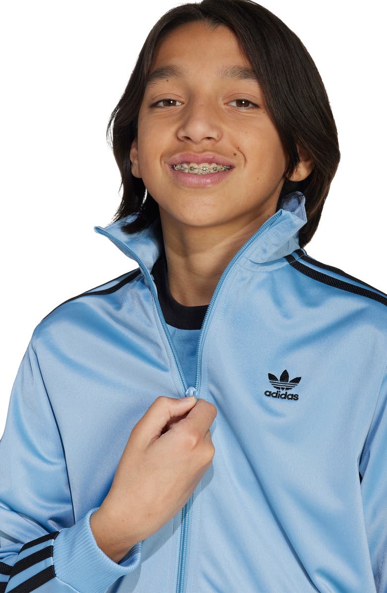adidas Kids' Firebird Recycled Polyester Track Jacket, Alternate, color, Ash Blue