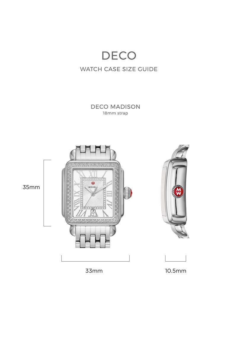 MICHELE Deco Madison Diamond Dial Watch Head, 33mm x 35mm, Alternate, color, 