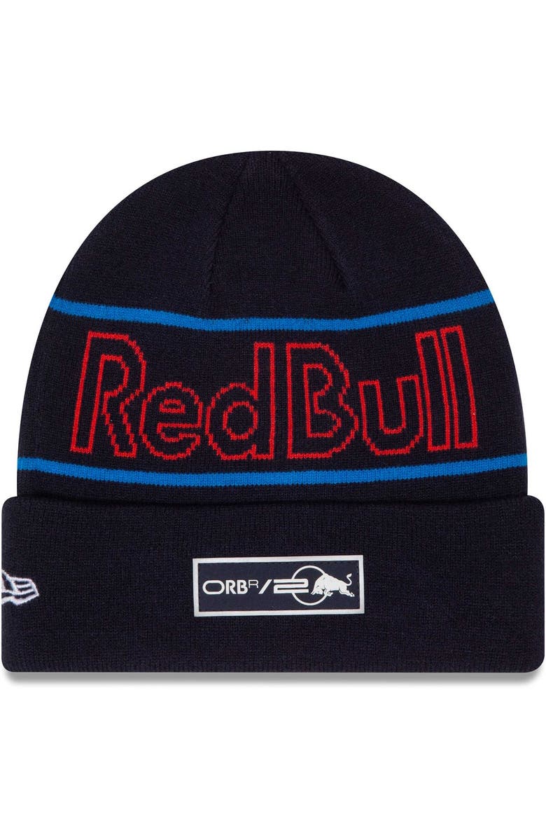 New Era Men's New Era Navy Red Bull Racing Cuffed Knit Hat, Alternate, color, 